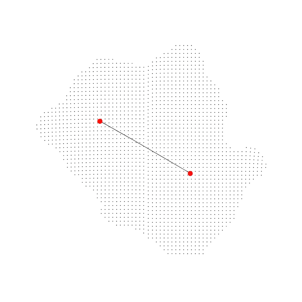 Dotted coverage map of the Houston and Austin metro service area